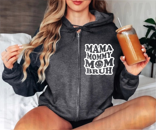 Mama Mommy Mom Bruh Zip Up Hoodie Hippo Boutique