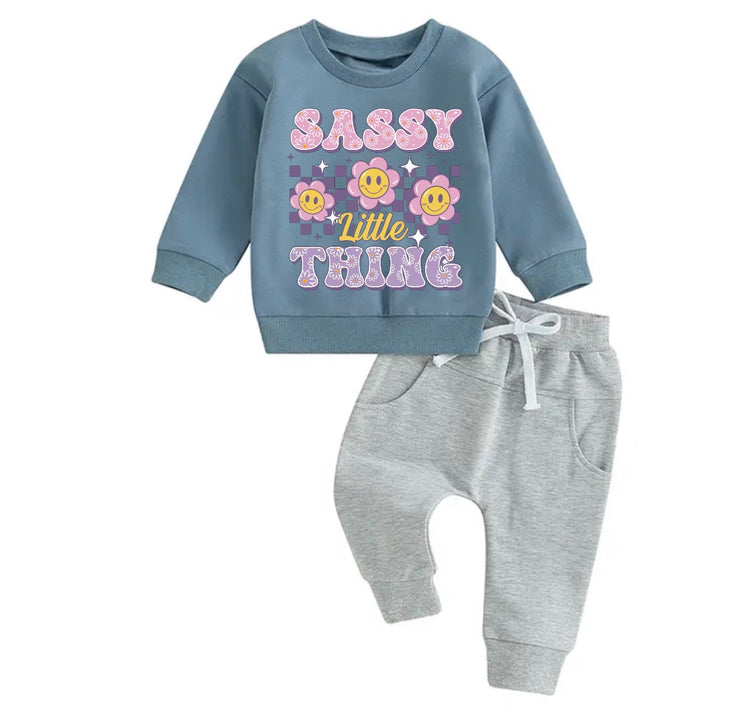 Sassy Little Thing Sweatshirt & Pants Set Hippo Boutique