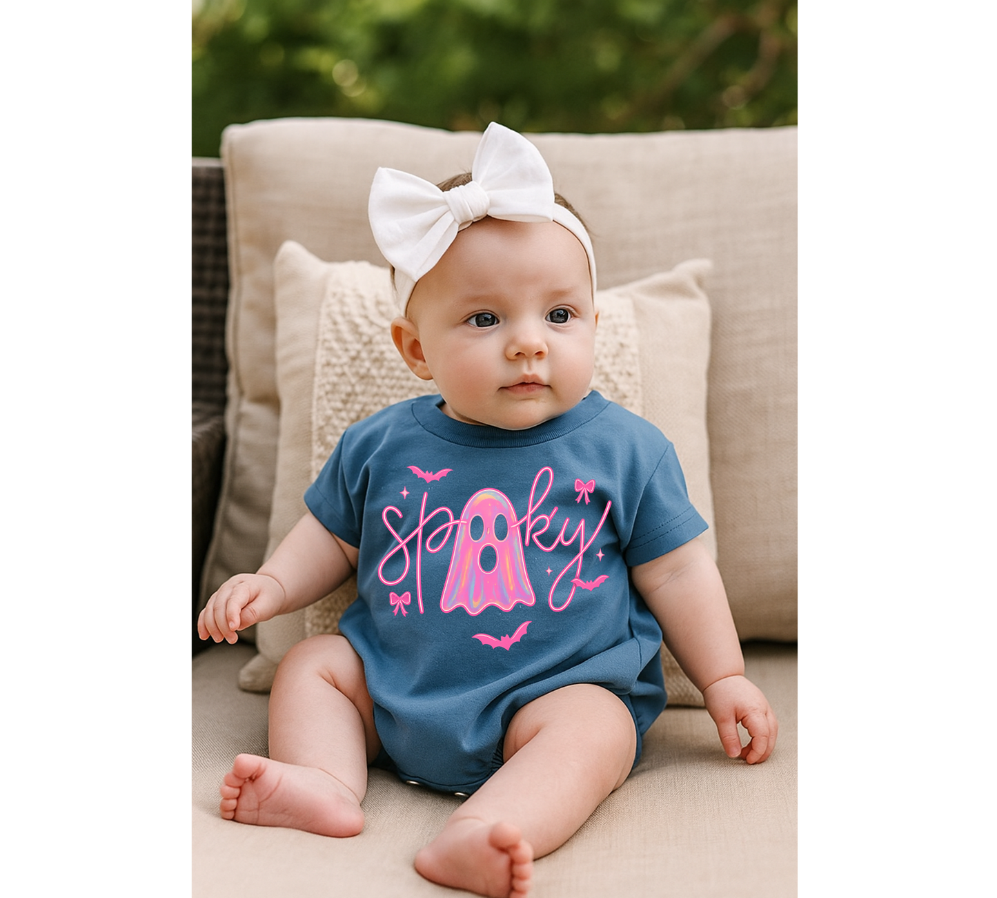 Ghost Coquette Halloween Baby t-shirt Bubble Romper Hippo Boutique
