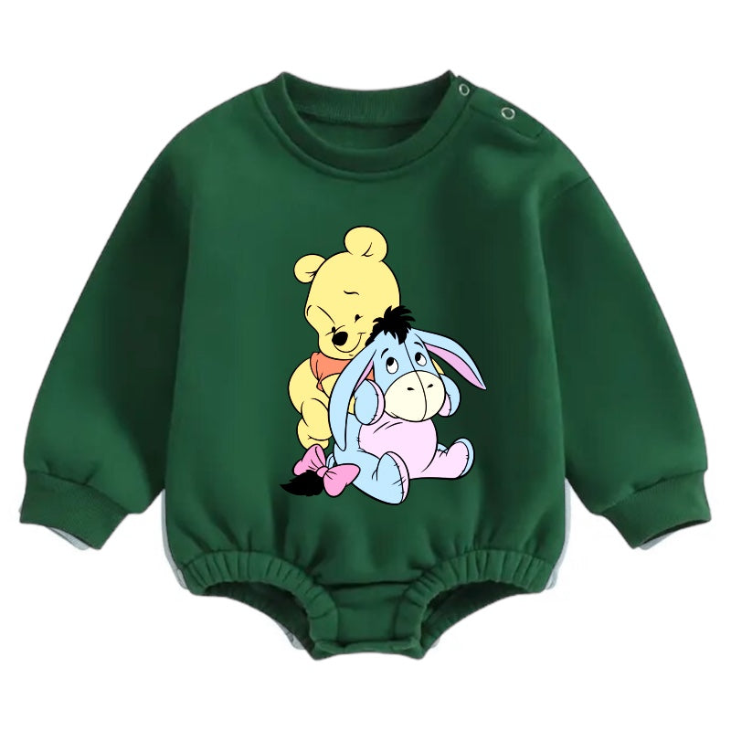 Soft warm fleece Baby pooh Oversized Sweatshirt Romper Hippo Boutique