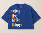Oversized Washed Cropped T-Shirts - Enjoy the little things Hippo Boutique