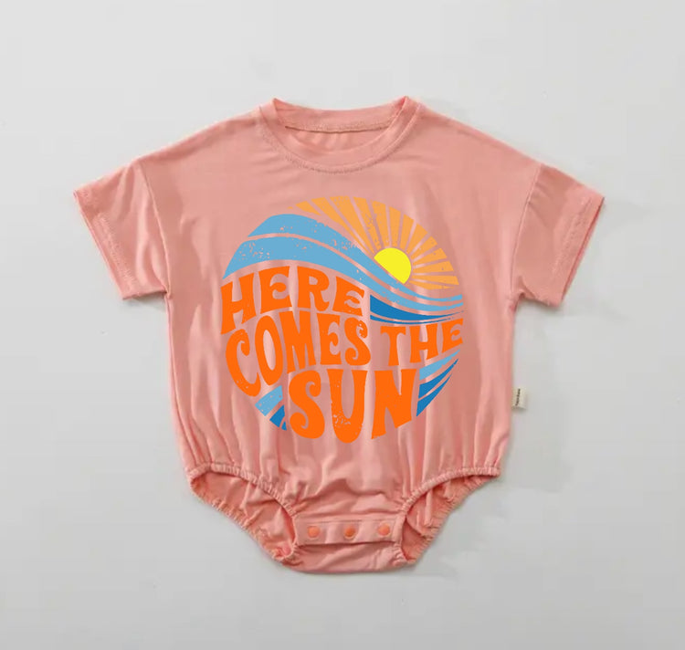 Baby Boho t-shirt Bubble Romper - Here Comes The Sun Hippo Boutique