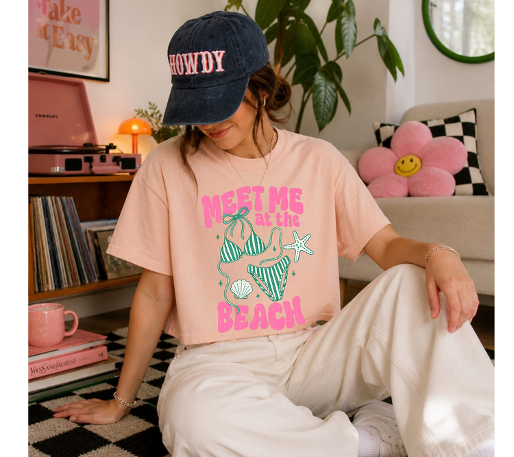 Cropped Top & T-Shirts - Meet me at the beach Hippo Boutique