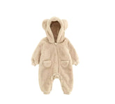 Furry Teddy Bear Baby Snowsuit One Piece Hippo Boutique