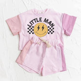 Little Man Baby and Kids cotton color block t-shirt & shorts outfit Hippo Boutique