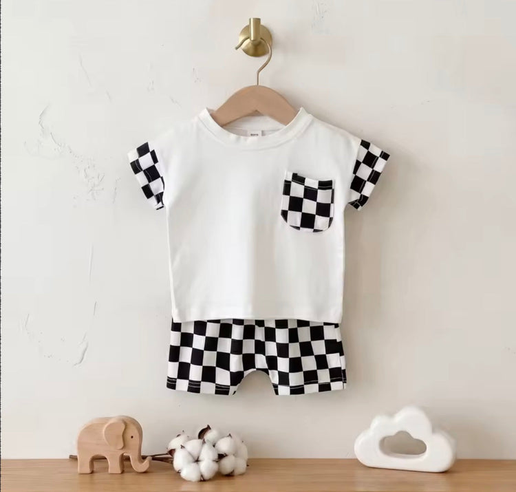 Cotton Checkered Outfit Hippo Boutique
