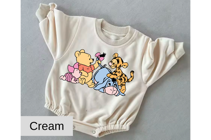 Pooh friends baby Oversized Sweatshirt Romper Hippo Boutique