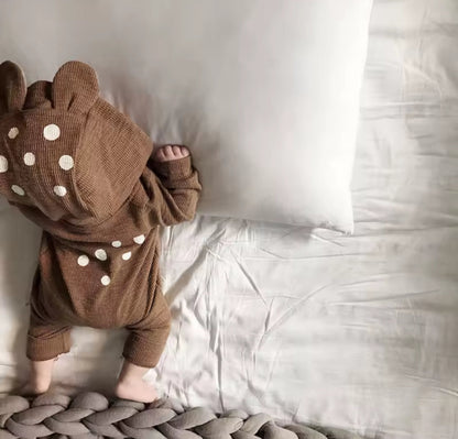 Baby Hooded Deer Print Zip up Romper Hippo Boutique