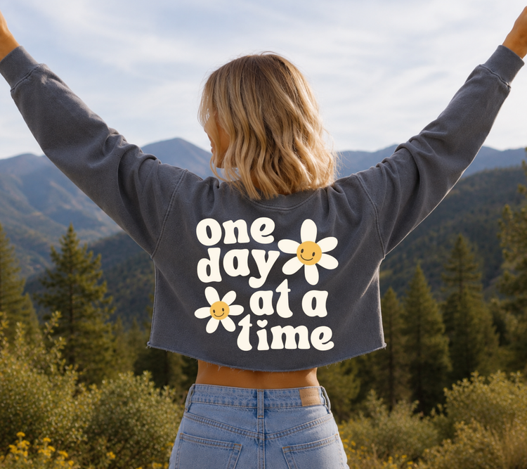 Cropped Sweatshirt - One day at a time Hippo Boutique