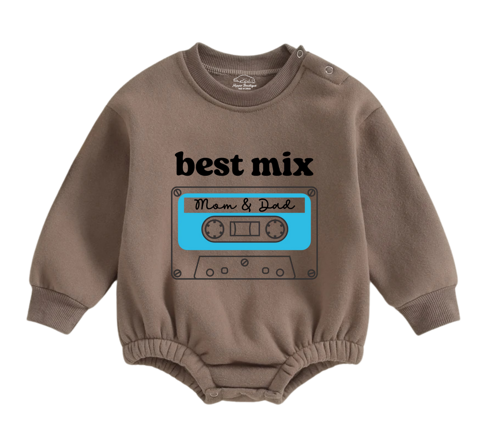 Soft warm fleece oversized Romper - Best Mix Tape Hippo Boutique