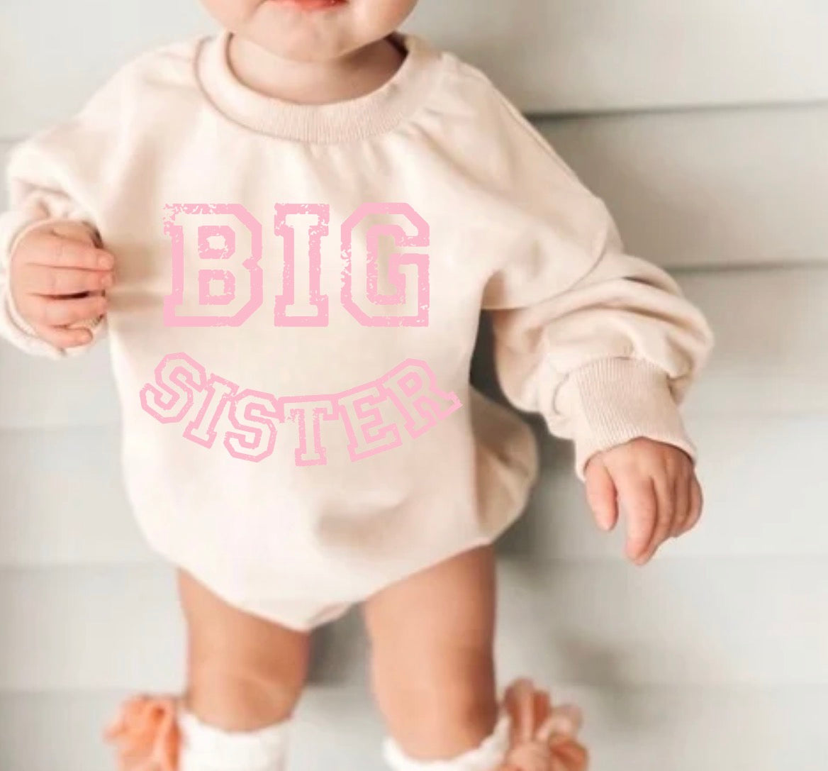 Big Sister Baby Sweatshirt Bubble Romper Hippo Boutique