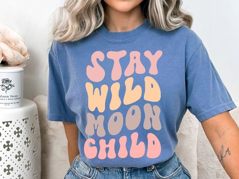 Stay Wild Moon Child Womens T-shirt Hippo Boutique