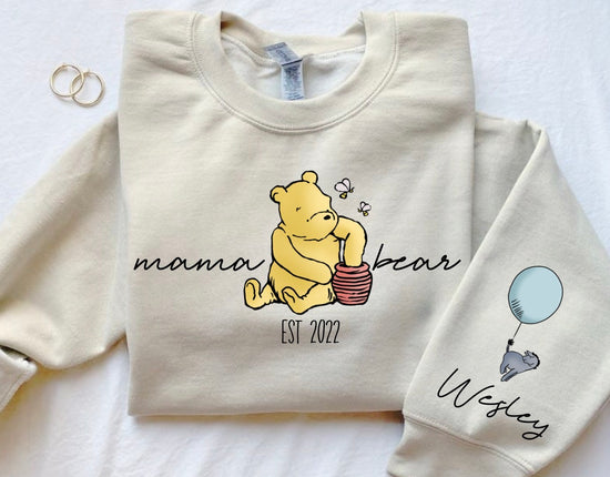 Custom Mama Bear Sweatshirt with children’s name on sleeve