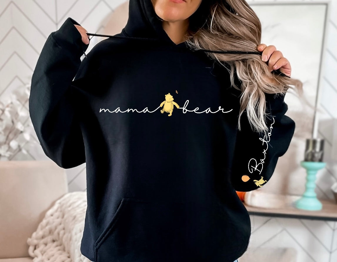 Custom Mama Bear Sweatshirt with children s name on sleeve Hippo Boutique