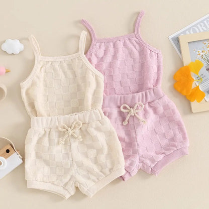 Baby & Toddler Checkered cotton shorts and tank outfit Hippo Boutique