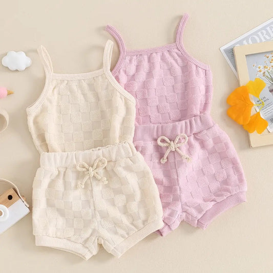 Baby & Toddler Checkered cotton shorts and tank outfit Hippo Boutique