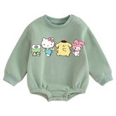 Soft warm fleece kitty Oversized Sweatshirt Romper Hippo Boutique