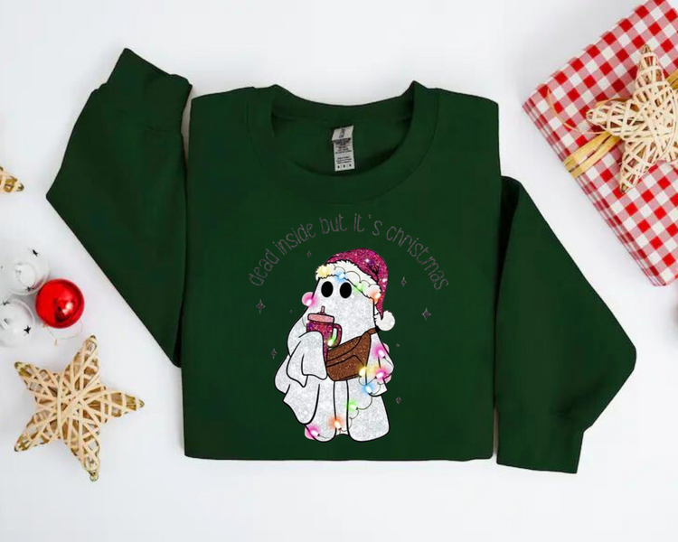 Dead Inside but its christmas crewneck Sweatshirts Hippo Boutique