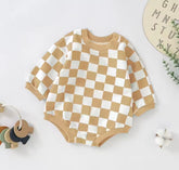 Checkered Print Sweatshirt Romper Hippo Boutique