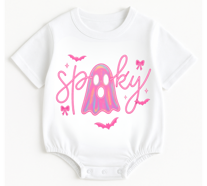 Ghost Coquette Halloween Baby t-shirt Bubble Romper Hippo Boutique