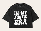 In My Auntie Era Stone Washed 100% Cotton Oversized Cropped T-Shirts Hippo Boutique