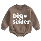 Big Sister Soft warm fleece Baby Oversized Sweatshirt Romper Hippo Boutique