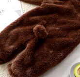Furry Teddy Bear Baby Snowsuit One Piece Hippo Boutique