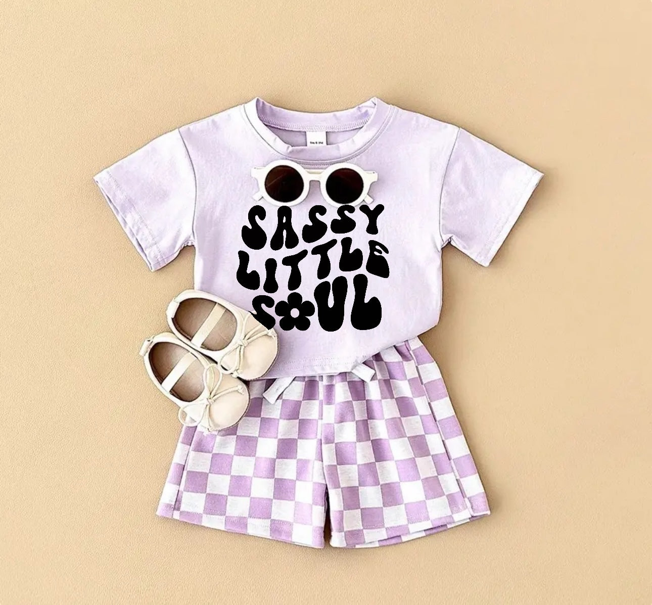 Sassy Little Soul T-Shirt & Checkered Shorts Set Hippo Boutique