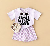 Sassy Little Soul T-Shirt & Checkered Shorts Set Hippo Boutique