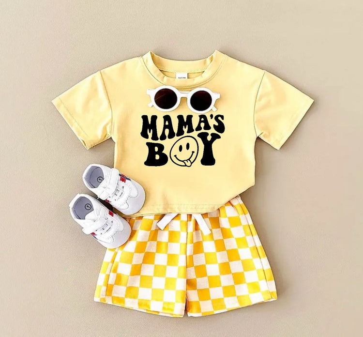 Mama’s Boy T-Shirt & Checkered Shorts Set Hippo Boutique
