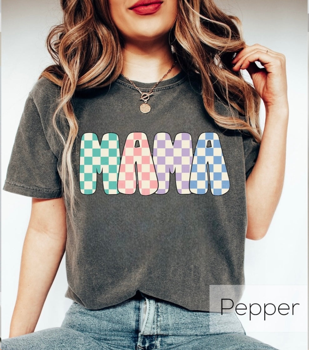 Checkered Mama T Shirts Hippo Boutique