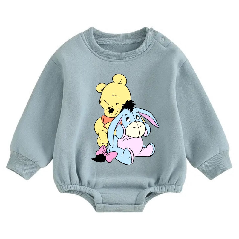 Soft warm fleece Baby pooh Oversized Sweatshirt Romper Hippo Boutique