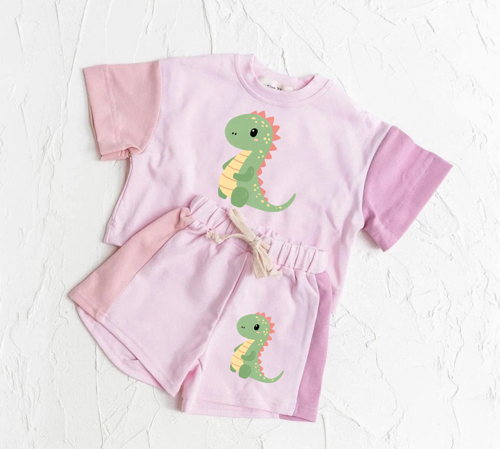 Dino Baby and Kids cotton color block t-shirt & shorts outfit Hippo Boutique