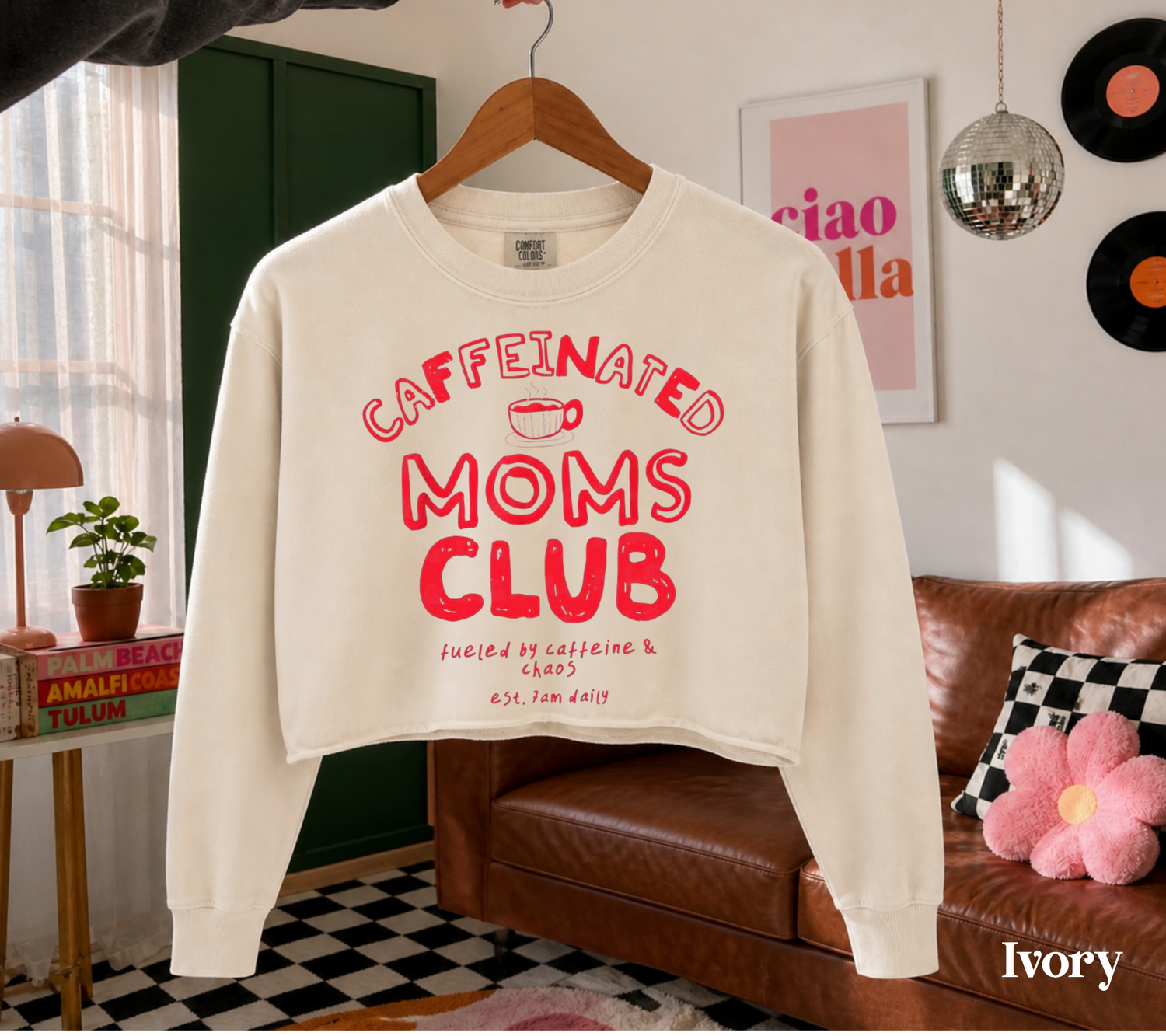 Cropped Sweatshirt - Caffeinated Moms Club Hippo Boutique