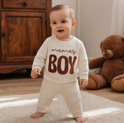 Baby Mamas Boy embroidered Outfit Hippo Boutique