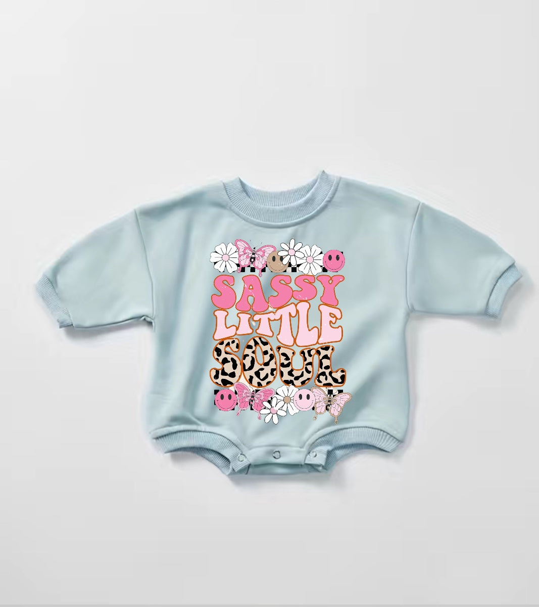Sassy Little Soul Baby Girl Sweatshirt Romper bodysuit Hippo Boutique