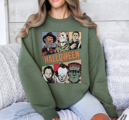 Halloween fleece crewneck Sweatshirts Horror Hippo Boutique