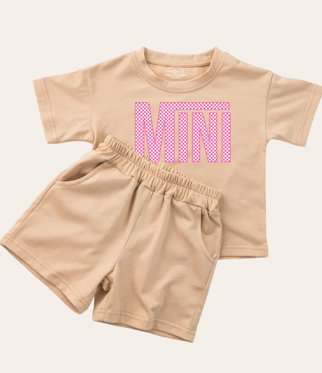 Checkered Mini Baby Girl T-Shirt & Shorts outfit Hippo Boutique