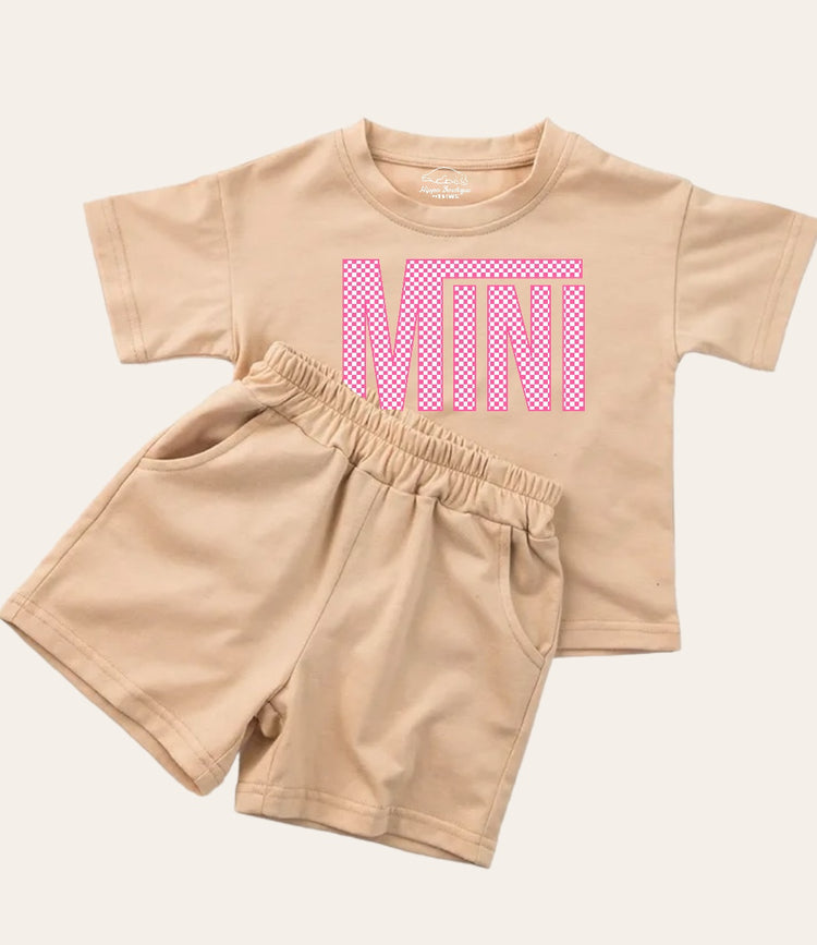 Checkered Mini Baby Girl T-Shirt & Shorts outfit Hippo Boutique