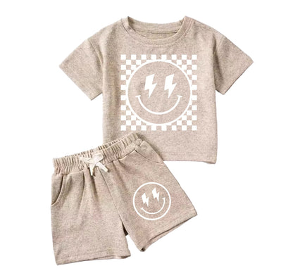 Checkered Smiley Baby & Toddler T-Shirt & Shorts Set Hippo Boutique