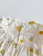 Newborn Baby Embroidered Floral Short Sleeve Romper Hippo Boutique