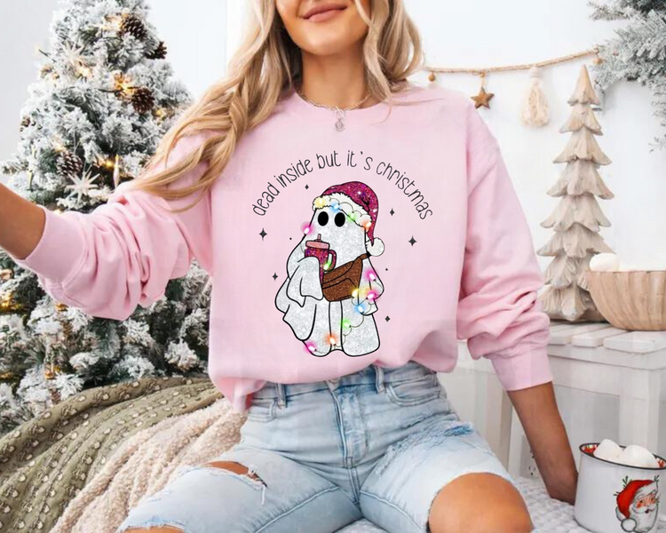 Dead Inside but its christmas crewneck Sweatshirts Hippo Boutique