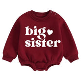 Big Sister Soft warm fleece Baby Oversized Sweatshirt Romper Hippo Boutique