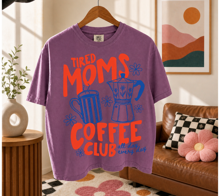 Cropped Top & T-Shirts - Tired Mom’s coffee club Hippo Boutique