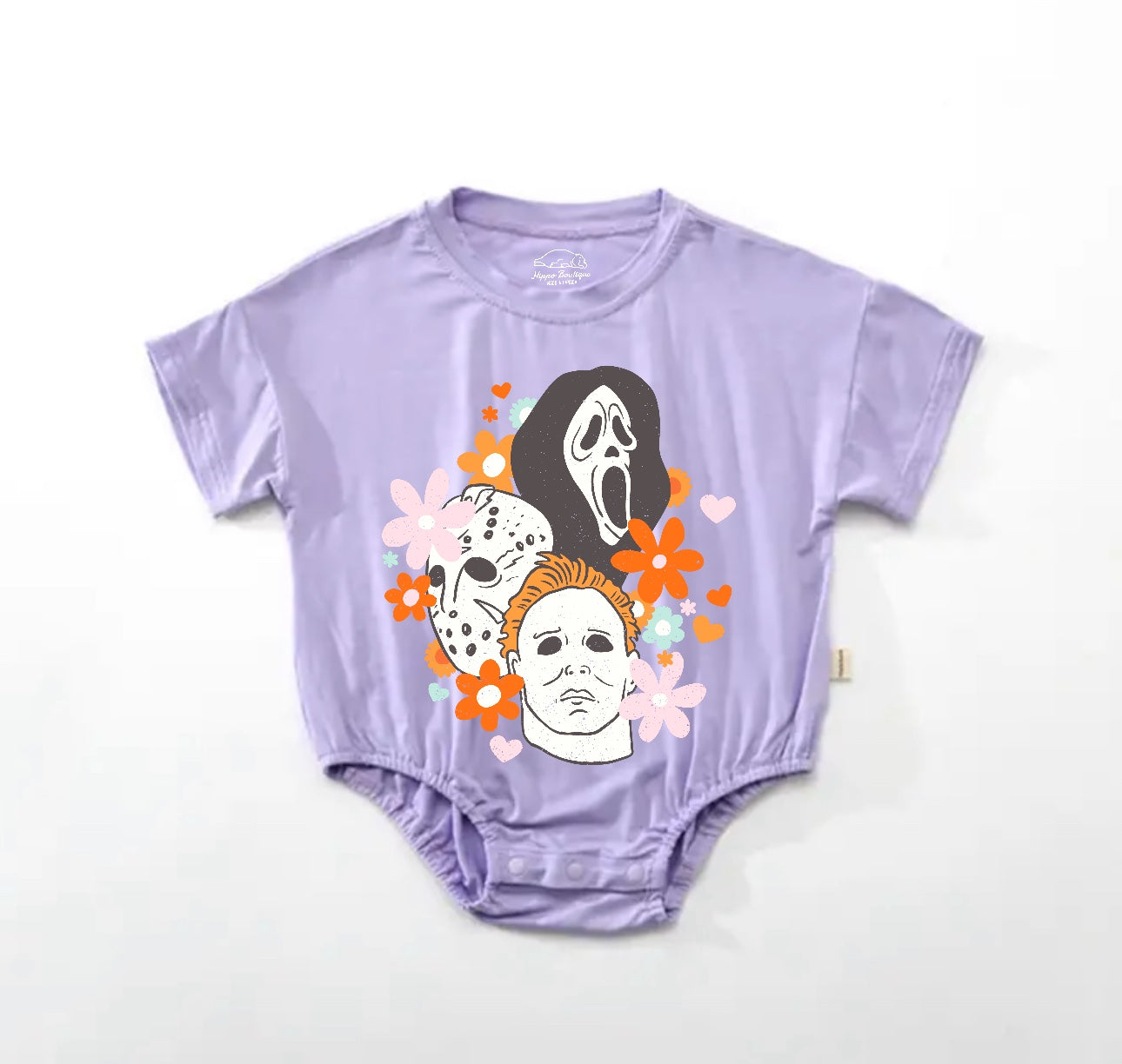 Baby Halloween t-shirt Bubble Romper - Floral Scary Movie Hippo Boutique