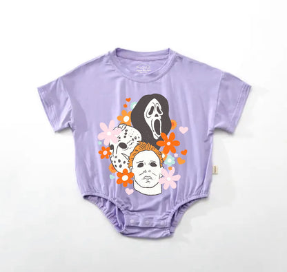 Baby Halloween t-shirt Bubble Romper - Floral Scary Movie Hippo Boutique