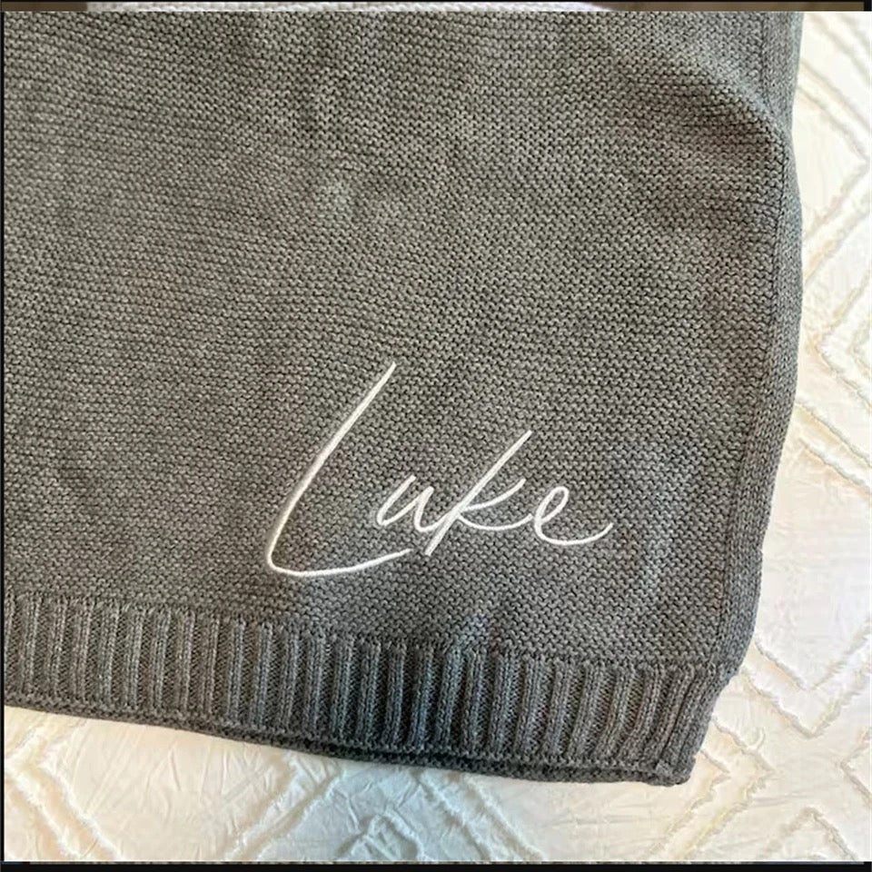 Personalized Embroidered Baby Blanket with Name Hippo Boutique