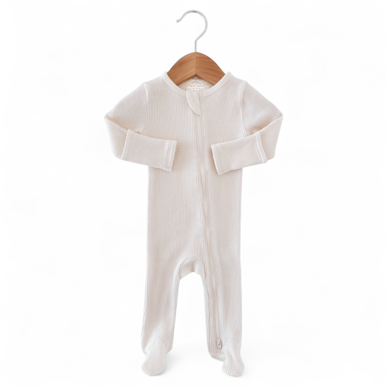 Organic Newborn Waffle Baby Footie Bodysuit with hat Hippo Boutique