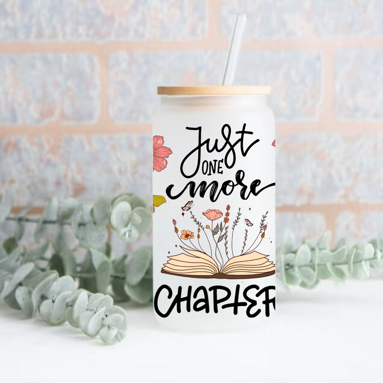 Just One More Chapter Bookish Glass Tumbler Cups Hippo Boutique