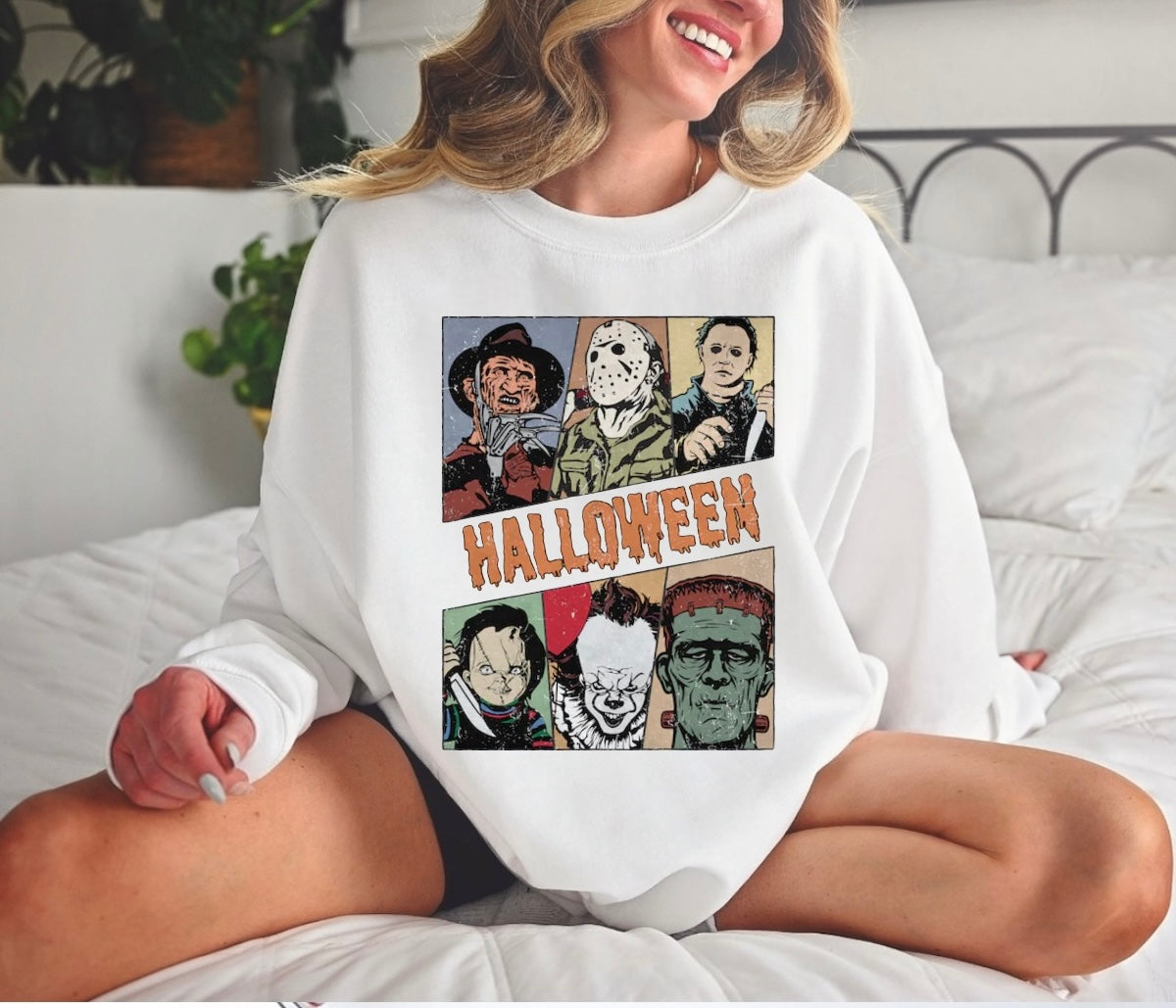Halloween fleece crewneck Sweatshirts Horror Hippo Boutique